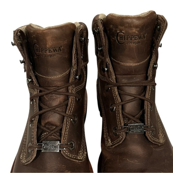 CHIPPEWA Men’s Bolville 6” Comp Toe Waterproof Met Guard Workboot Brown Size 8 - Picture 8 of 9